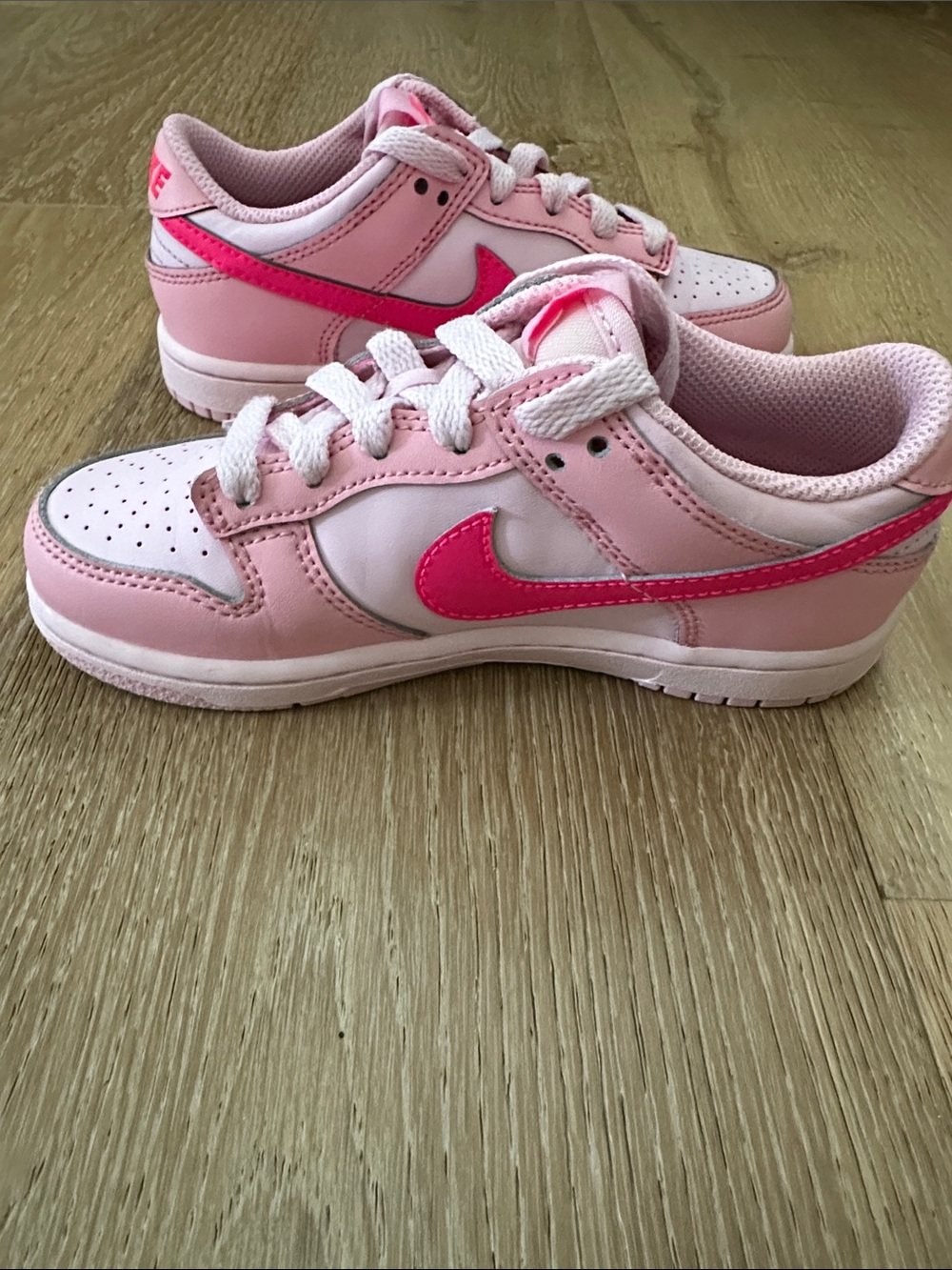 Nike Kids Light Pink Sneakers with Hot Pink Swoosh